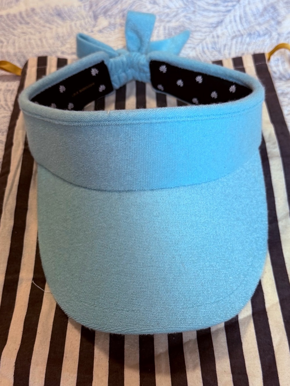 Lele Sadoughi Terry Bow Tie Visor Aqua Blue NEW